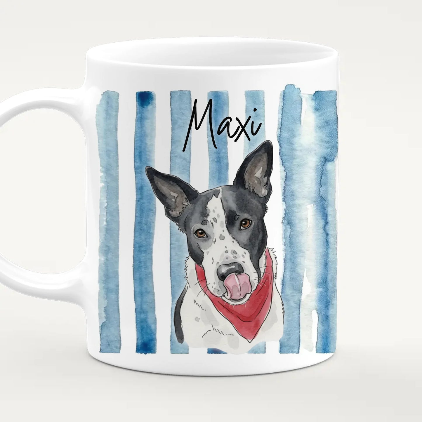 Personalisierte Tasse - Mit eigenem Hundebild im süßen Aquarell-Stil mit Namen