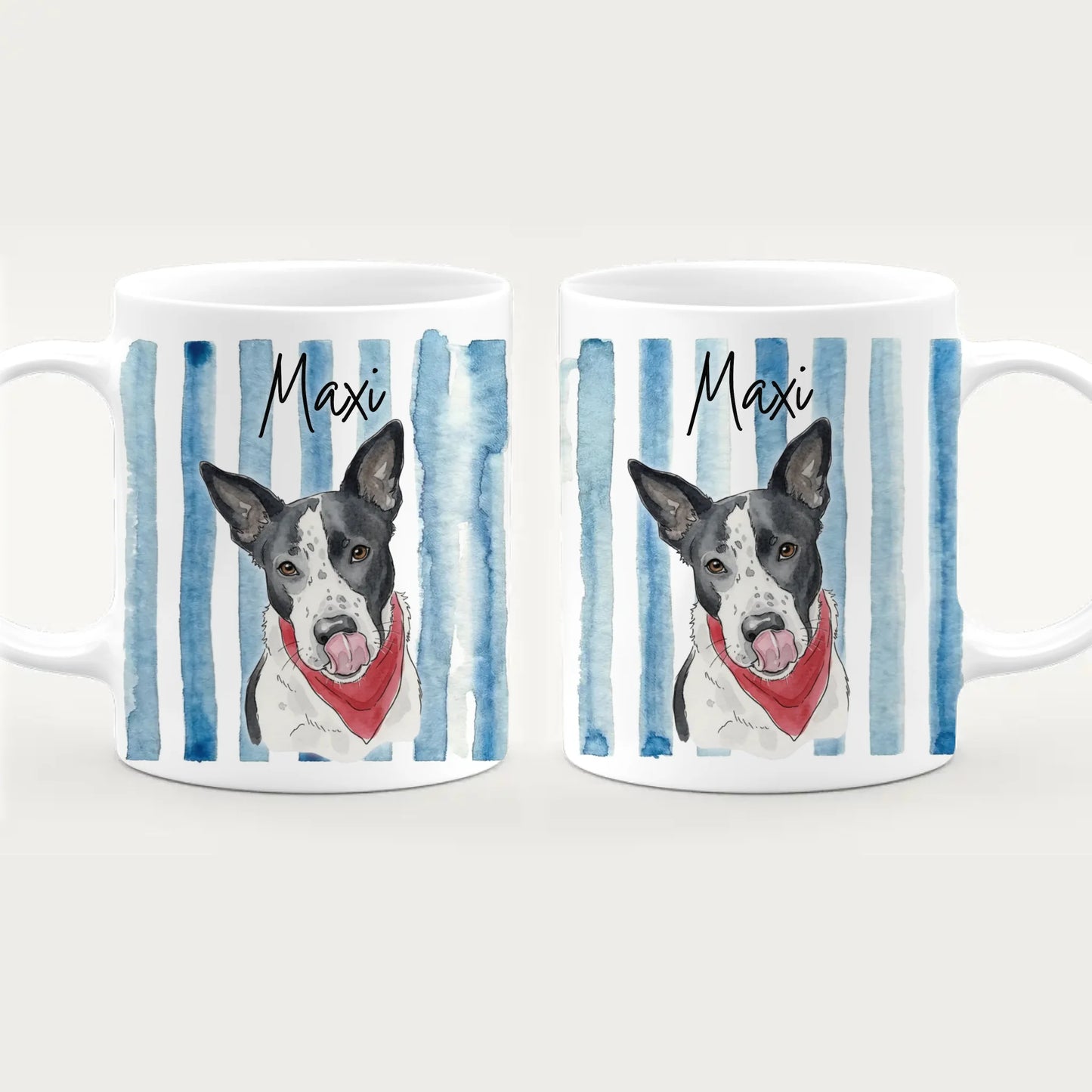 Personalisierte Tasse - Mit eigenem Hundebild im süßen Aquarell-Stil mit Namen