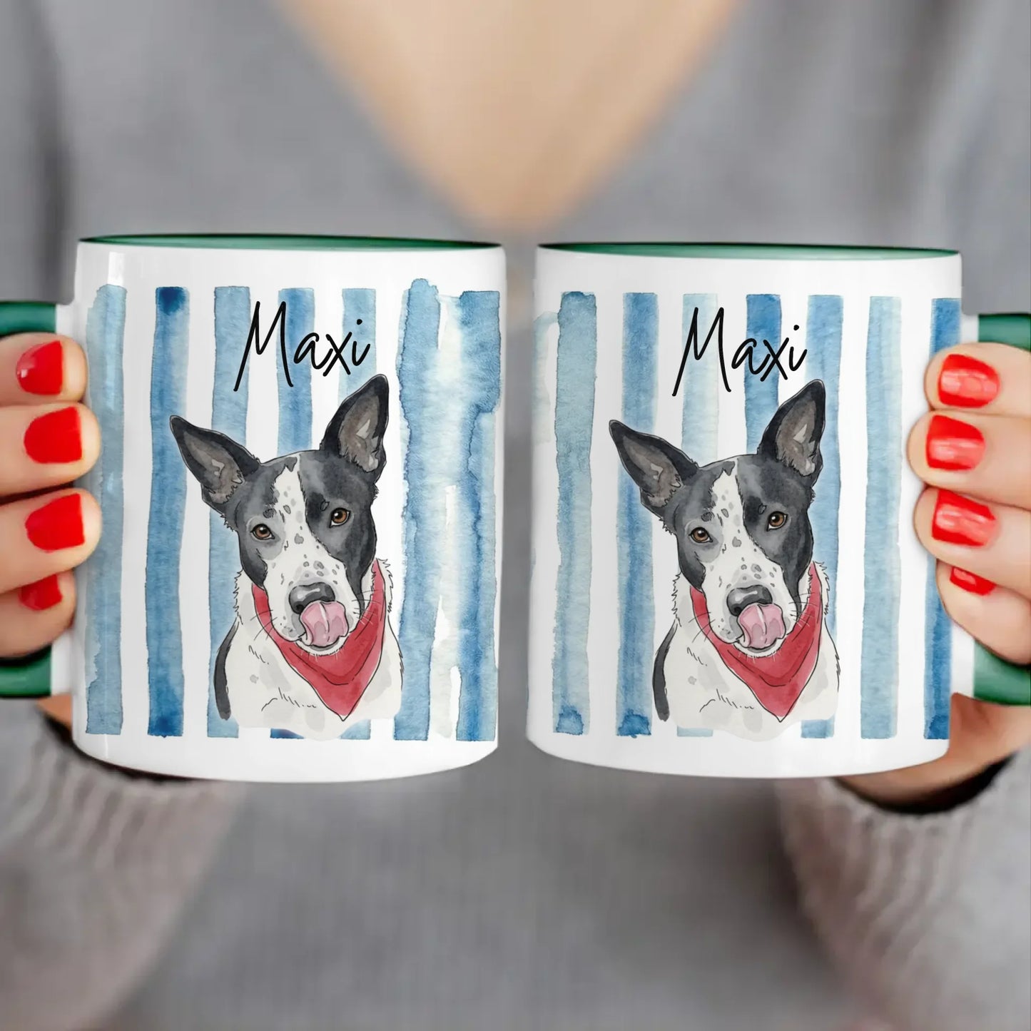 Personalisierte Tasse - Mit eigenem Hundebild im süßen Aquarell-Stil mit Namen
