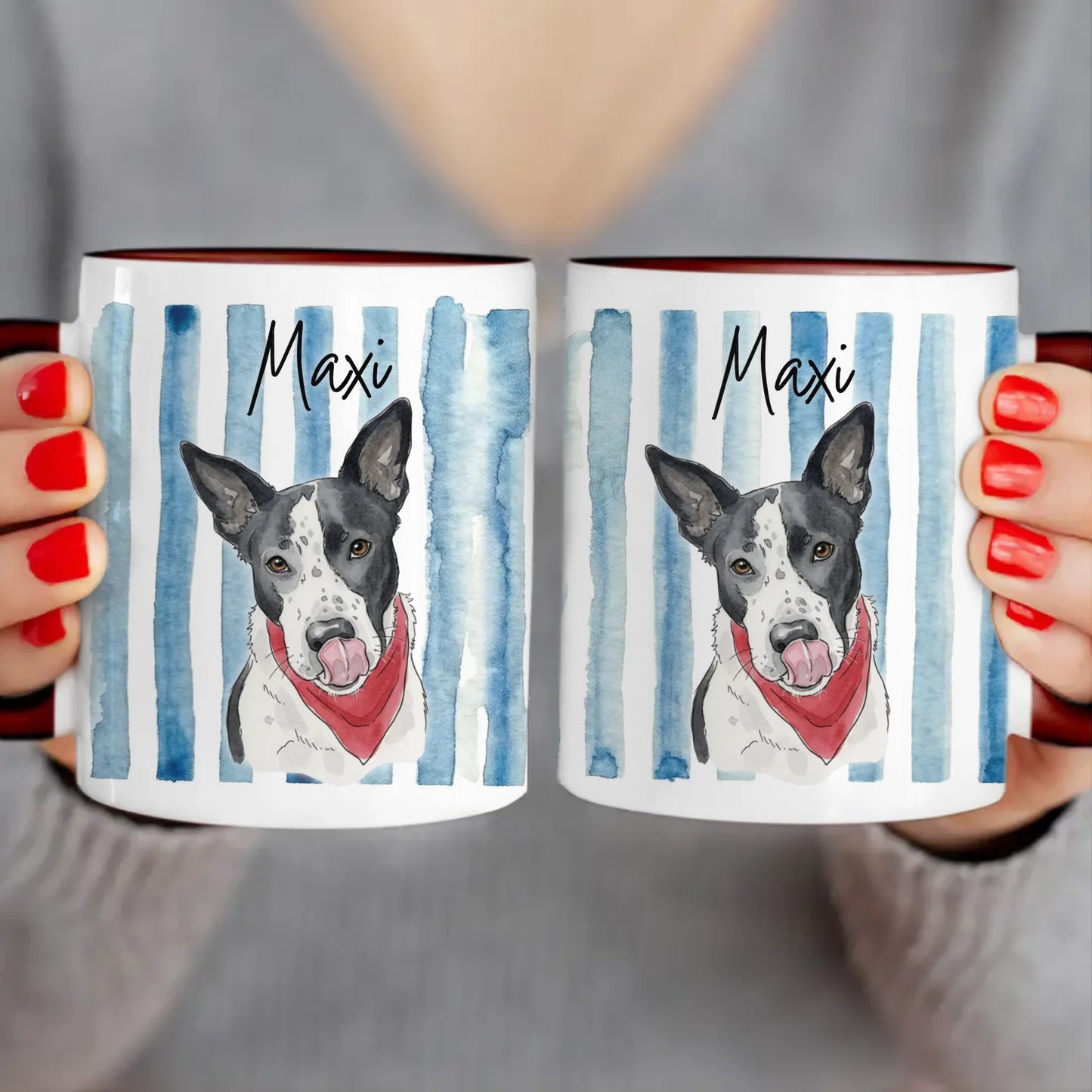 Personalisierte Tasse - Mit eigenem Hundebild im süßen Aquarell-Stil mit Namen
