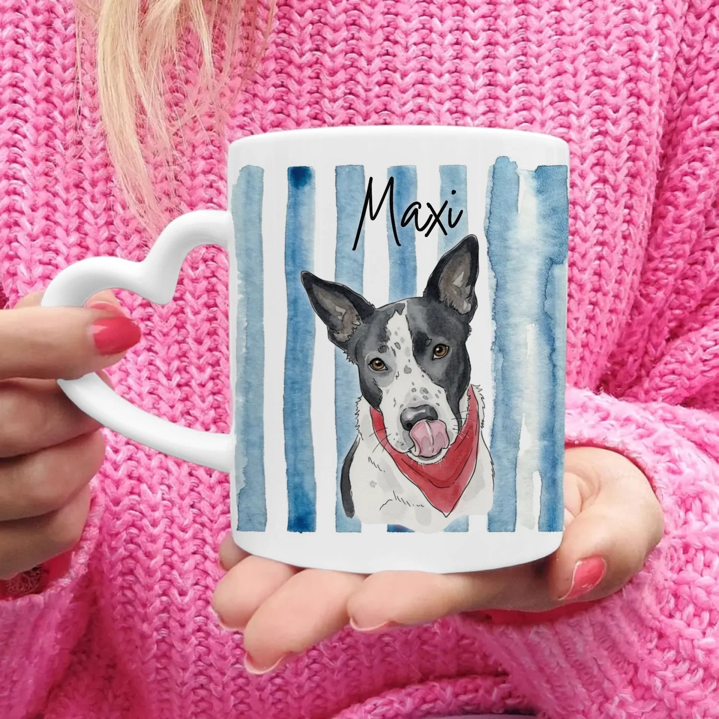 Personalisierte Tasse - Mit eigenem Hundebild im süßen Aquarell-Stil mit Namen