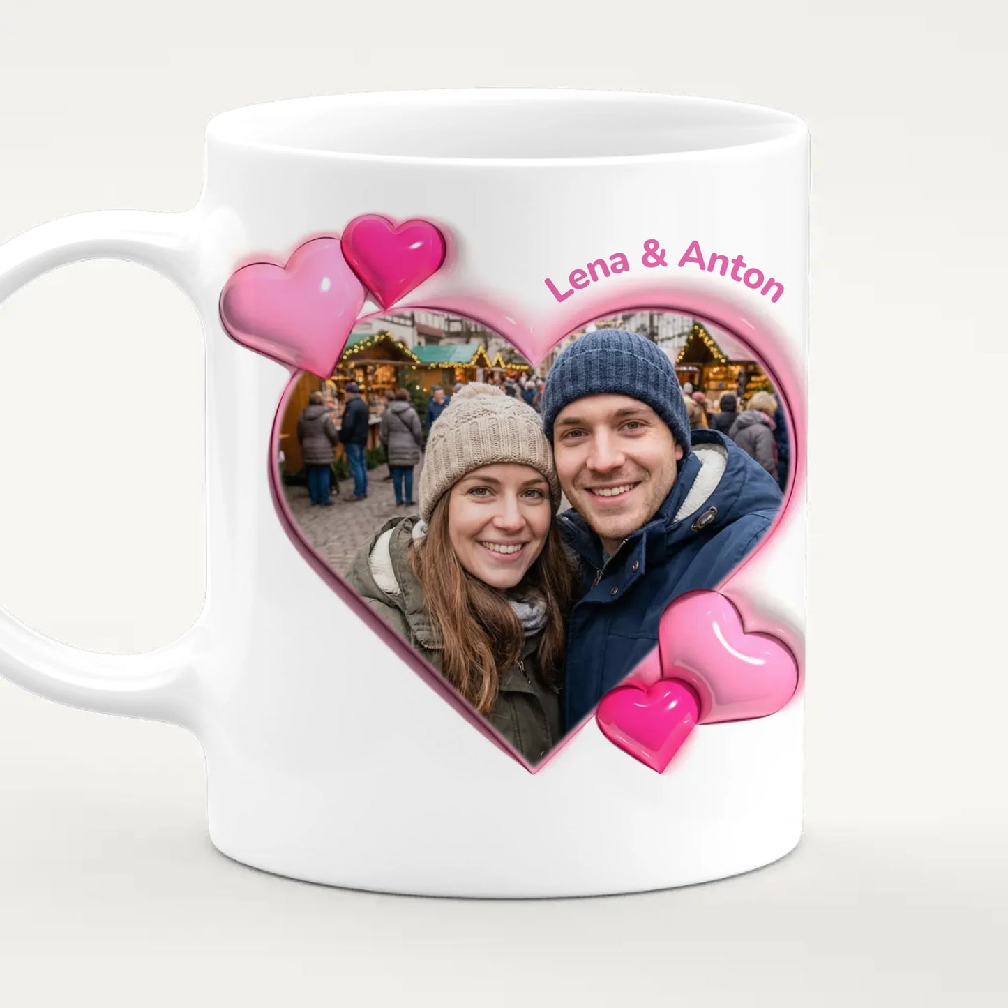 Personalisierte Tasse - "Scheiß auf Valentinstag..."-Spruch und eigenem Bild im 3D-Look - Geschenk zum Valentinstag
