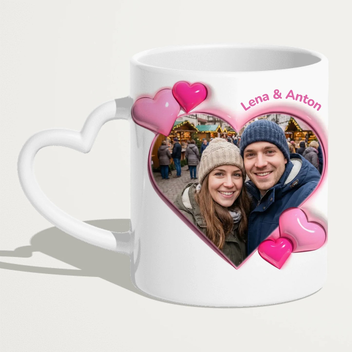 Personalisierte Tasse - "Scheiß auf Valentinstag..."-Spruch und eigenem Bild im 3D-Look - Geschenk zum Valentinstag