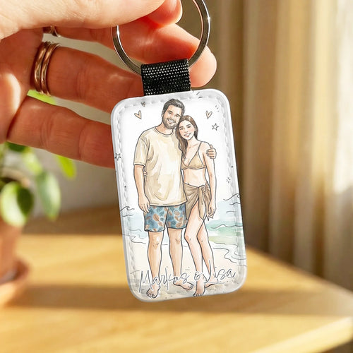 Personalisierte Schlüsselanhänger - Mit eigenem Bild im süßen Aquarell-Stil mit Namen