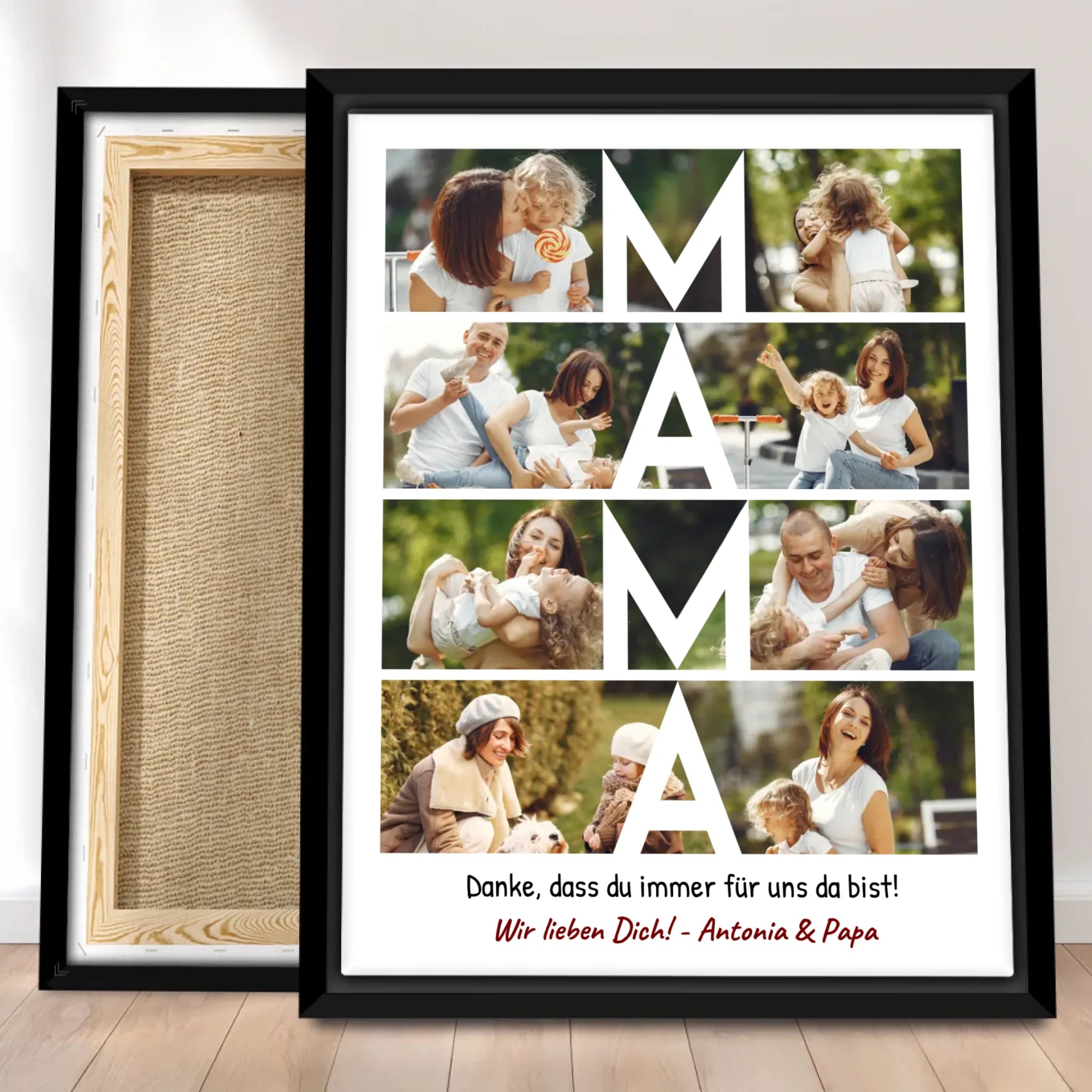 Personalisierte Leinwand - MAMA Schriftzug und Collage mit 8 Bildern