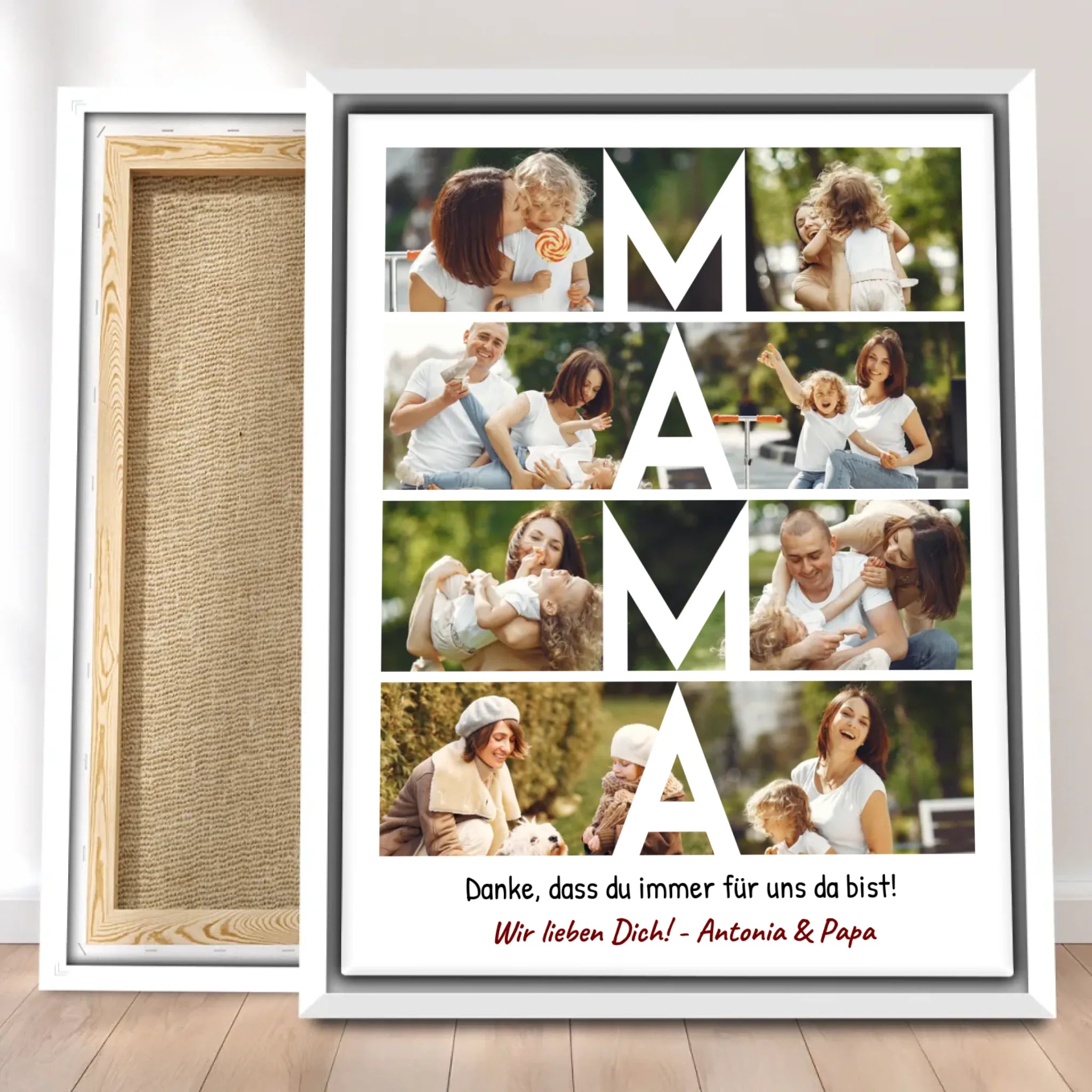 Personalisierte Leinwand - MAMA Schriftzug und Collage mit 8 Bildern