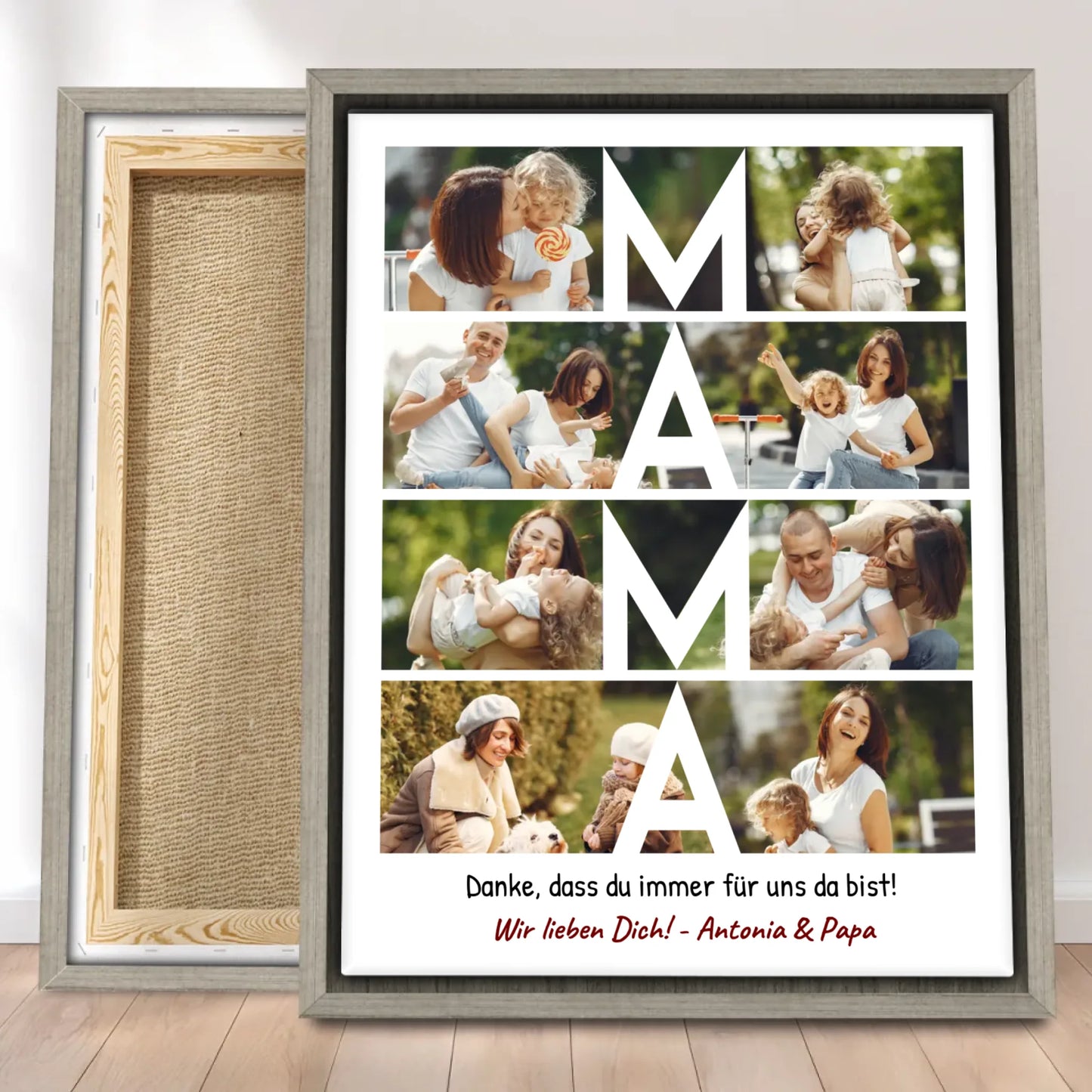 Personalisierte Leinwand - MAMA Schriftzug und Collage mit 8 Bildern
