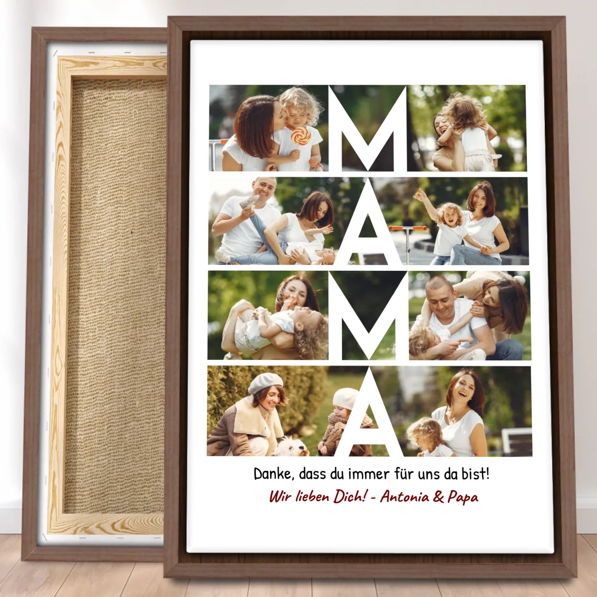Personalisierte Leinwand - MAMA Schriftzug und Collage mit 8 Bildern