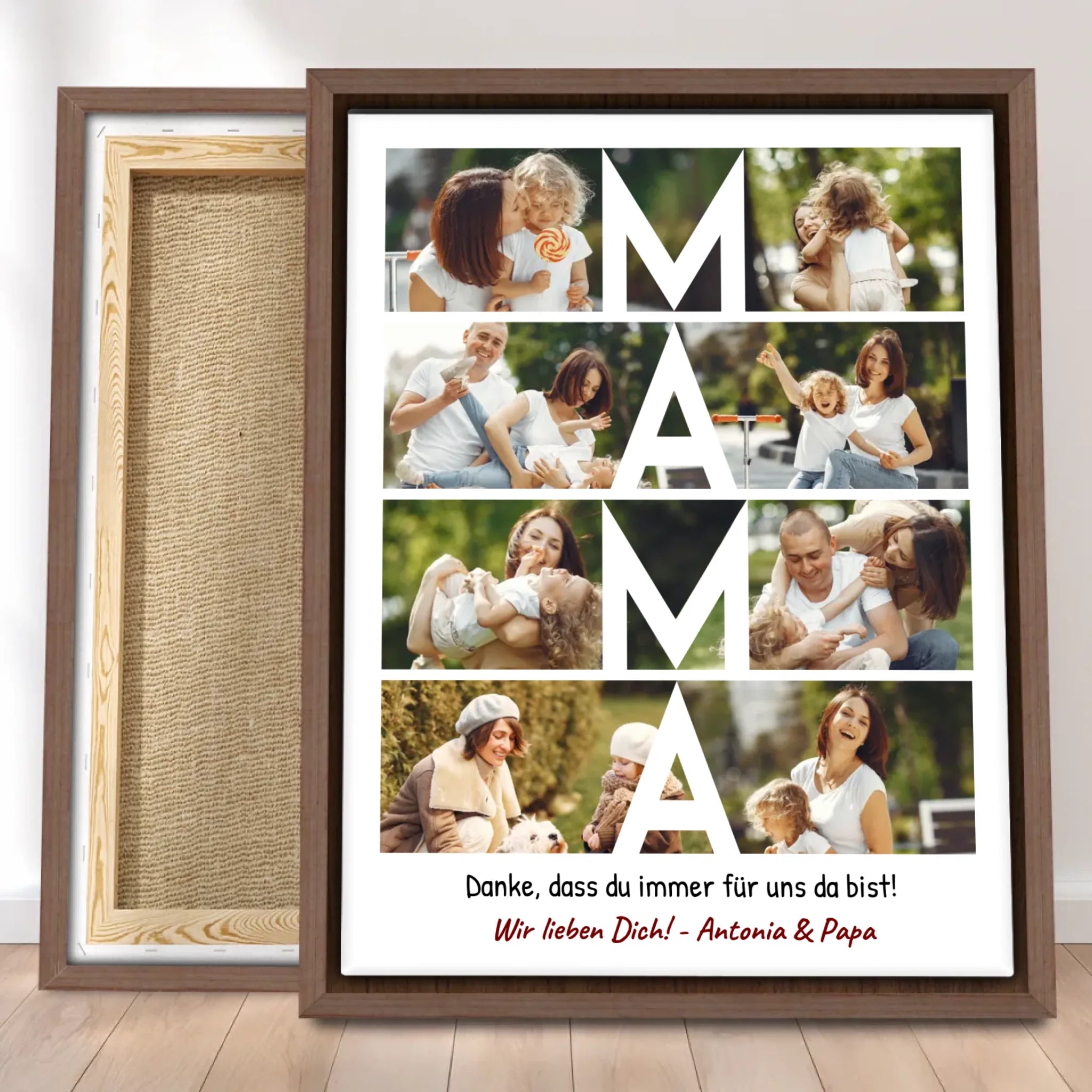 Personalisierte Leinwand - MAMA Schriftzug und Collage mit 8 Bildern