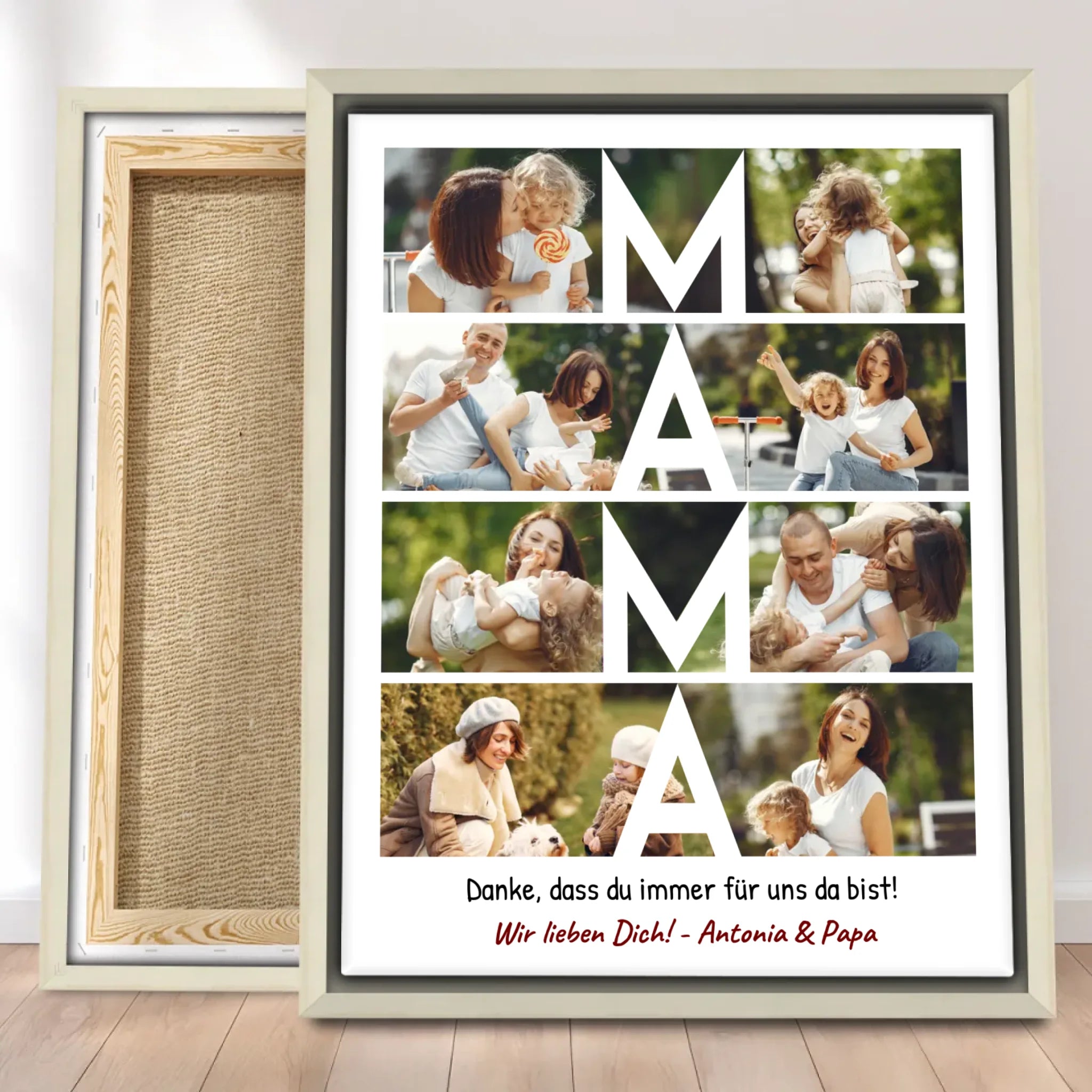Personalisierte Leinwand - MAMA Schriftzug und Collage mit 8 Bildern