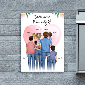 Personalisiertes Türschild - Familie + 1-4 Kinder