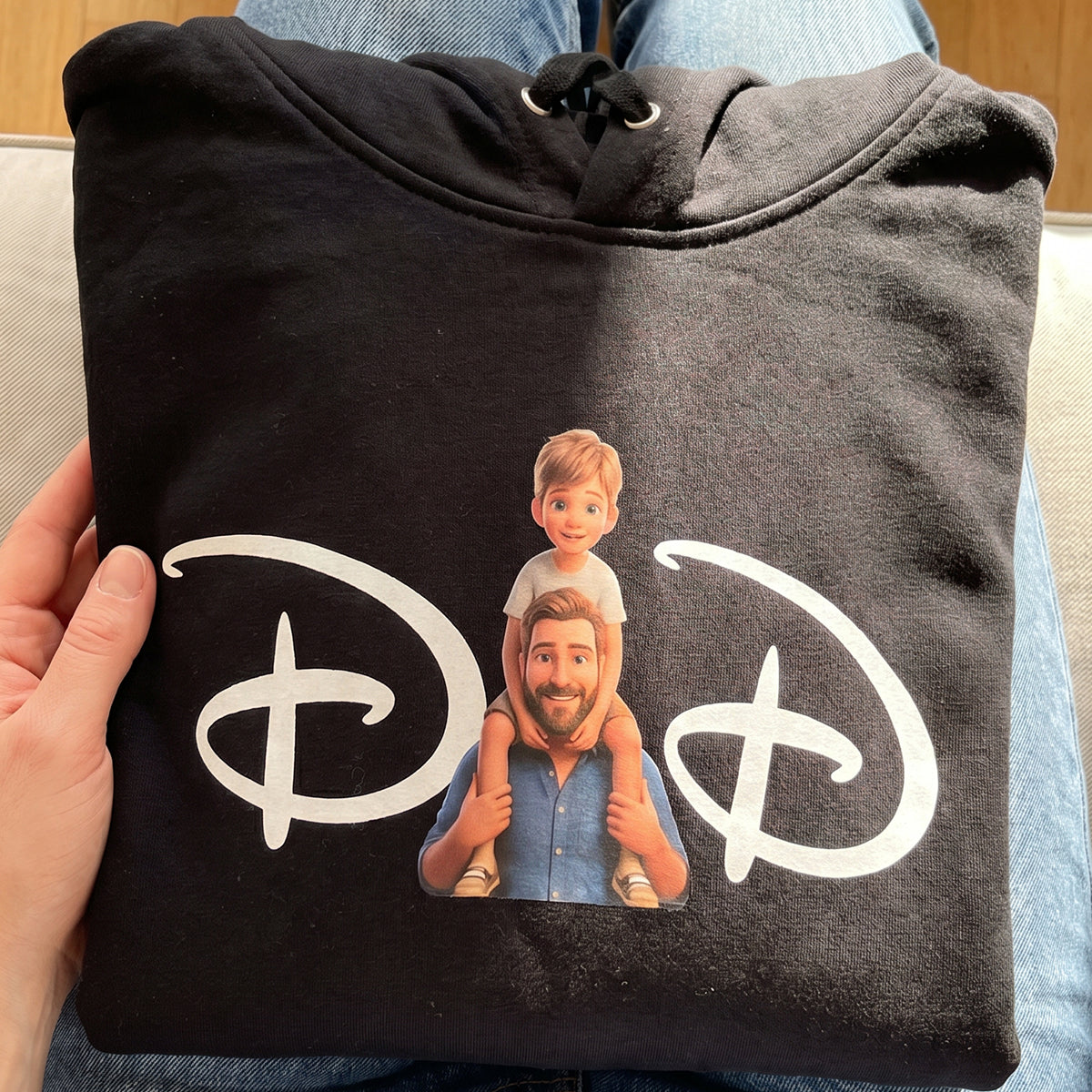 Personalisierter Hoodie - Dad Hoodie im 3D Filmstil mit personalisierter Papa + Kind Bild - Hoodie