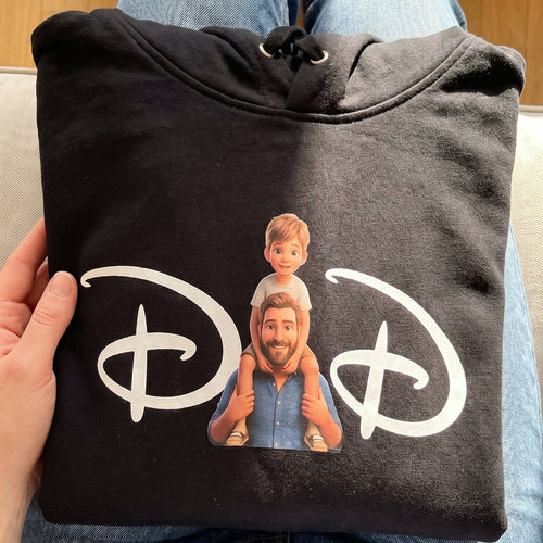 Personalisierter Hoodie - Dad Hoodie im 3D Filmstil mit personalisierter Papa + Kind Bild - Hoodie