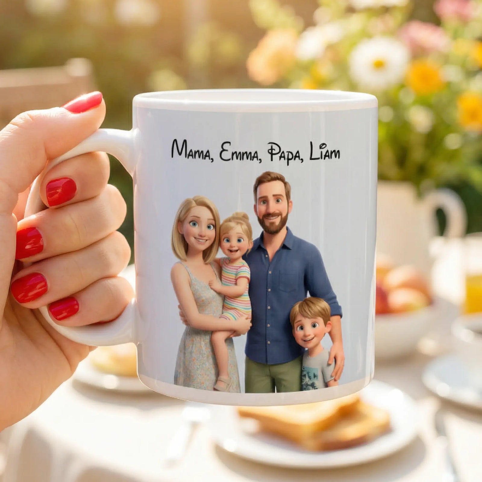Personalisierte Tasse im süßen 3D Filmstil mit deiner Familie
