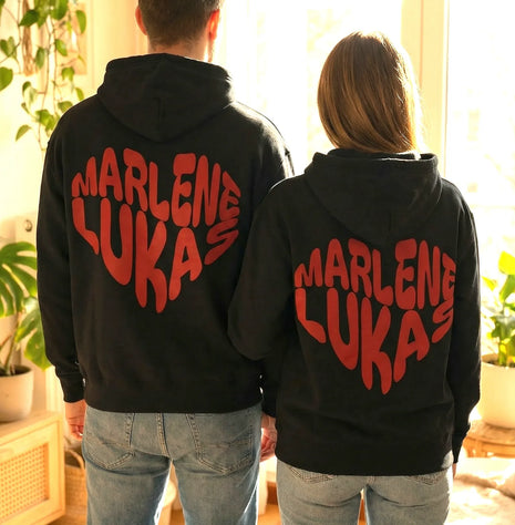 Personalisierter Hoodie - Eure Namen in Herzform