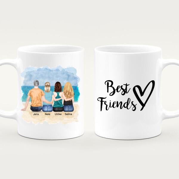 Personalisierte Tasse - Beste Freunde (3 Frauen + 1 Mann)